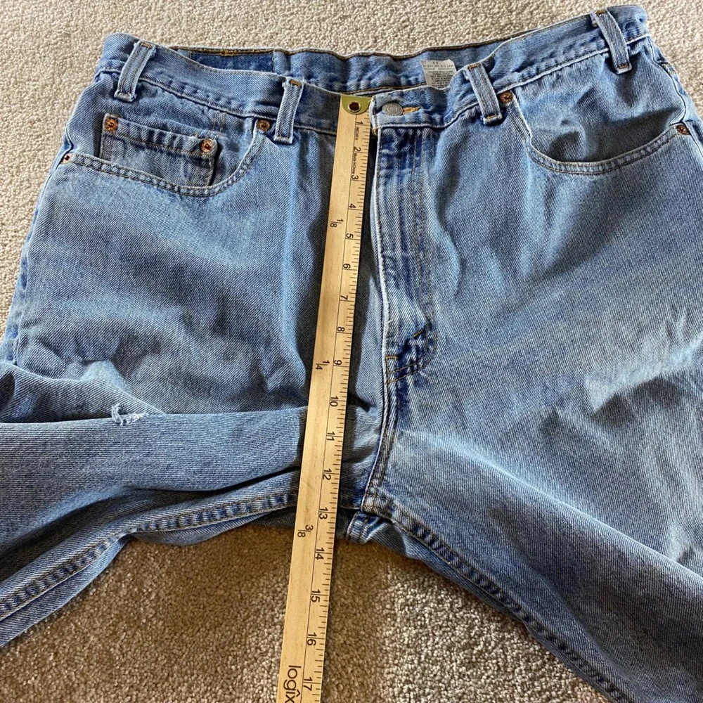 Levi 550 Relaxed Fit Mens 40x32 Light Blue Fair Distressed Vintage Tapered Jeans